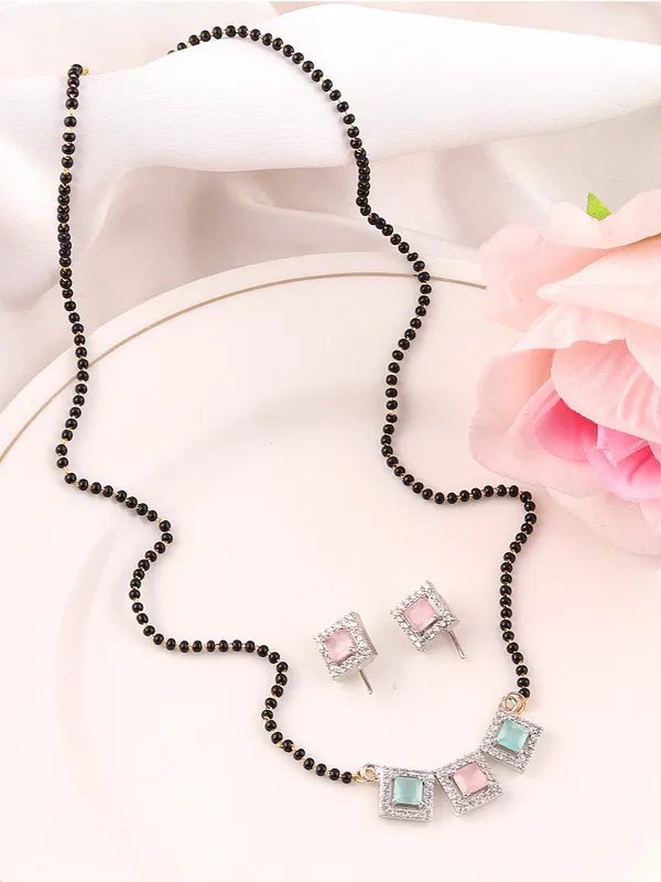 Pink_&_Black_Elegant_Mangalsutra_&_Earring_Set_For_Women_|_Premium_Quality_Lightweight_Jewellery_For_Daily_Use