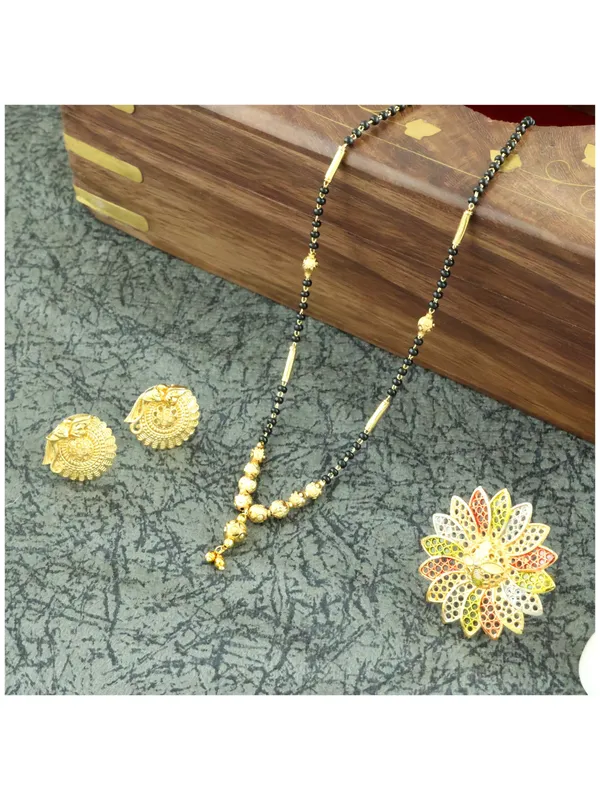 Gold_Elegant_Mangalsutra,_Ring_&_Earring_Set_For_Women