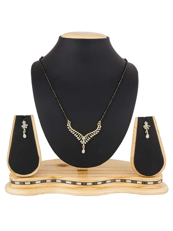 Silver_&_Black_Elegant_Mangalsutra_&_Earring_Set_For_Women