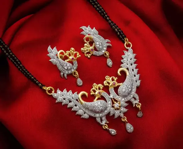 White_Elegant_Mangalsutra_&_Earring_Set_For_Women
