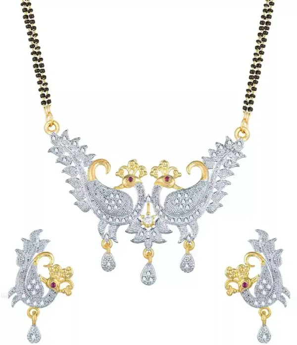 White_Elegant_Mangalsutra_&_Earring_Set_For_Women