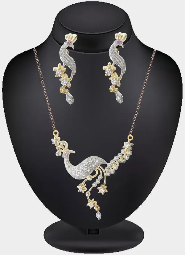 White_&_Black_Alloy_Mangalsutra_&_Earring_Set_For_Women