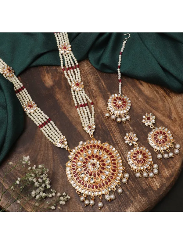 Multicolor_Elegant_Necklace,_Earring_&_Maang_Tikka_Set_For_Women