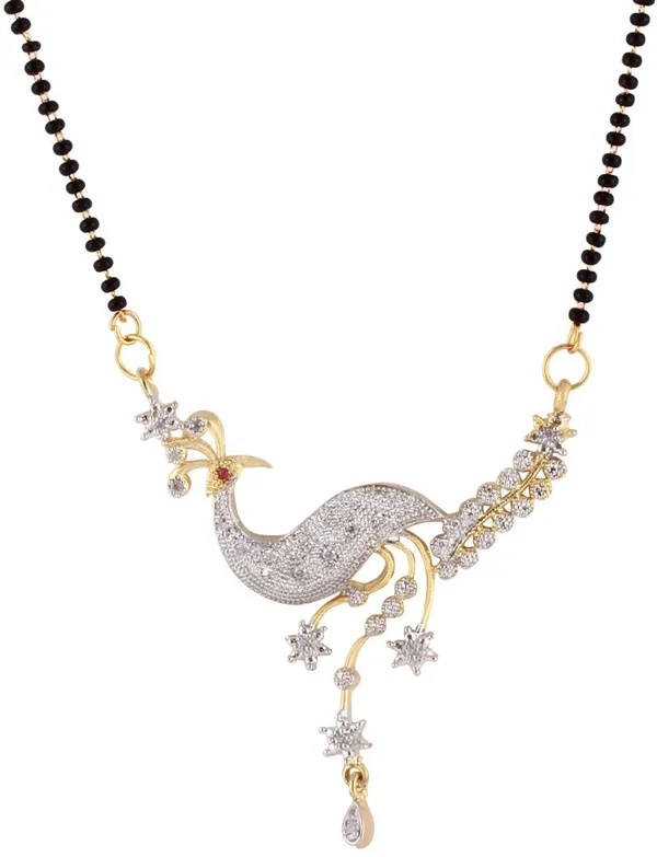 White_Elegant_Mangalsutra_&_Earring_Set_For_Women