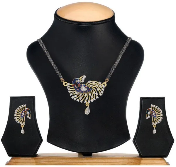 White_Elegant_Mangalsutra_&_Earring_Set_For_Women