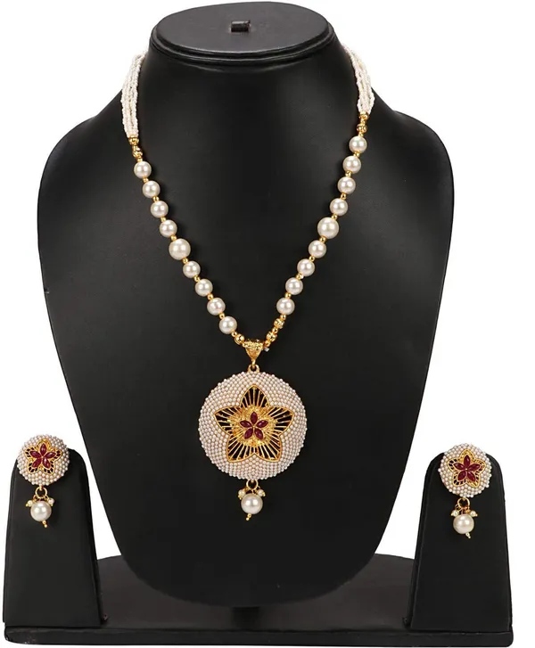 White_Elegant_Earring_&_Necklace_Set_For_Women