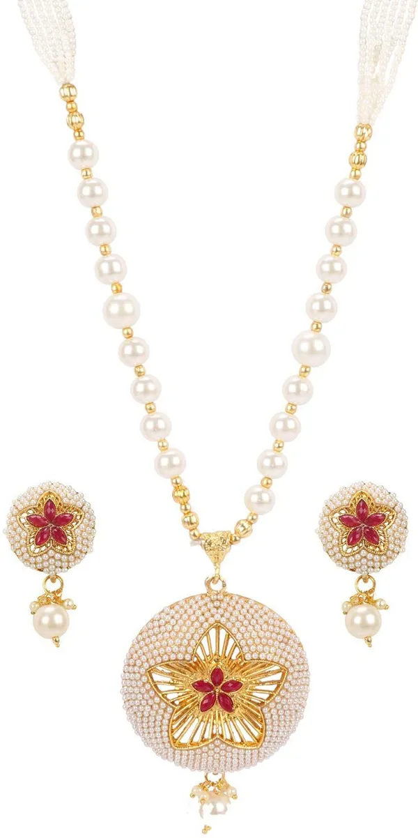 White_Elegant_Earring_&_Necklace_Set_For_Women