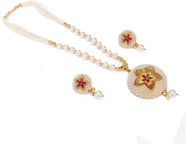 White_Elegant_Earring_&_Necklace_Set_For_Women