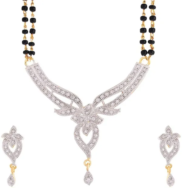 Gold_&_Silver_Elegant_Mangalsutra_&_Earring_Set_For_Women