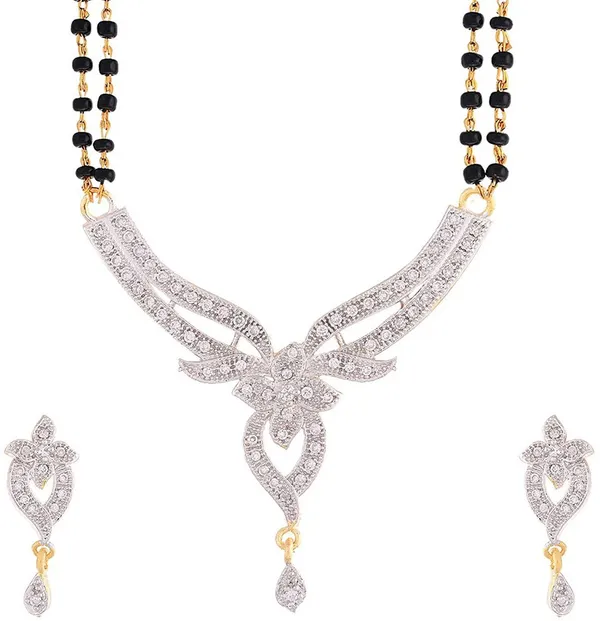 Gold_&_Silver_Elegant_Mangalsutra_&_Earring_Set_For_Women