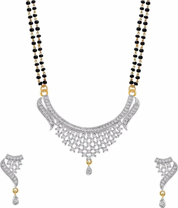 Gold_&_Silver_Elegant_Mangalsutra_&_Earring_Set_For_Women