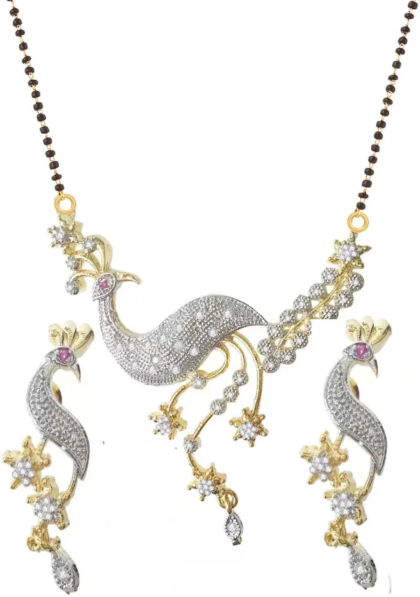 Silver_Elegant_Mangalsutra,_Pendant_&_Earring_Set_For_Women