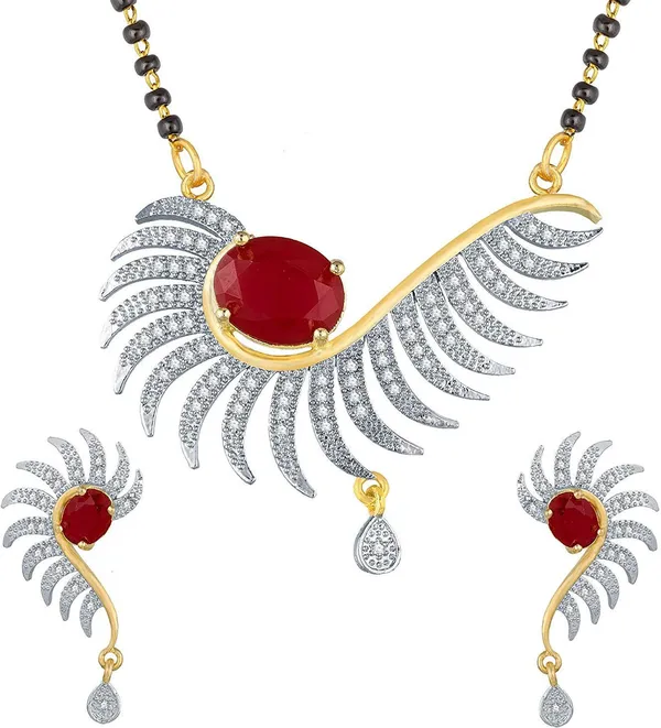 Black_&_Platinum_Elegant_Mangalsutra_&_Earring_Set_For_Women