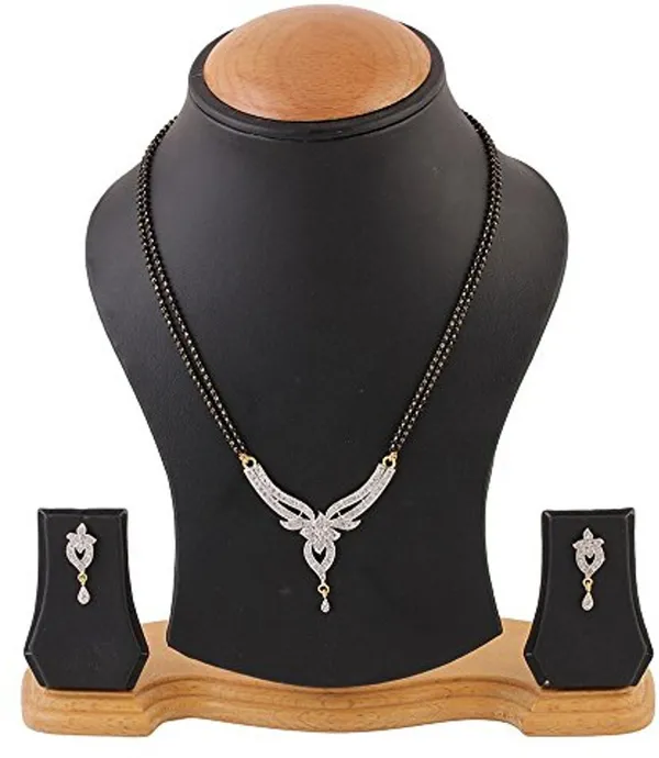 White_Elegant_Mangalsutra_&_Earring_Set_For_Women
