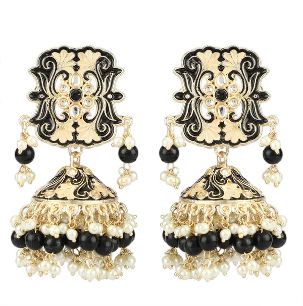 Gold_&_Black_Elegant_Earring_Set_For_Women