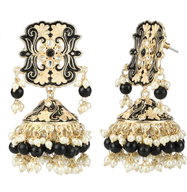 Gold_&_Black_Elegant_Earring_Set_For_Women