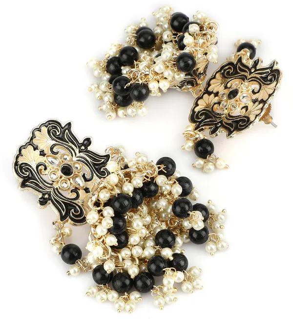 Gold_&_Black_Elegant_Earring_Set_For_Women