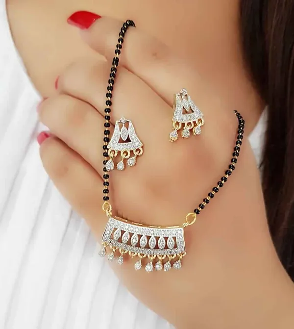 White_&_Black_Alloy_Mangalsutra_&_Earring_Set_For_Women