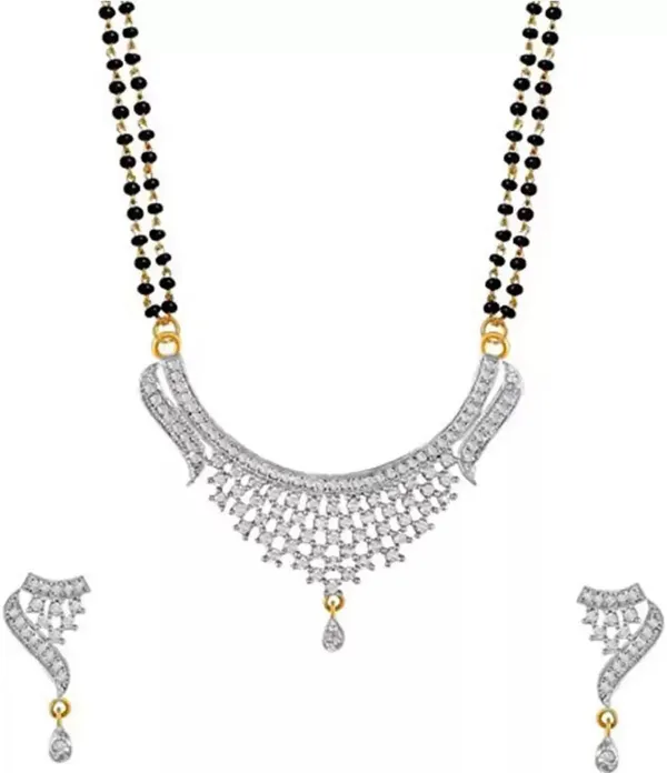 White_Elegant_Necklace,_Mangalsutra_&_Earring_Set_For_Women