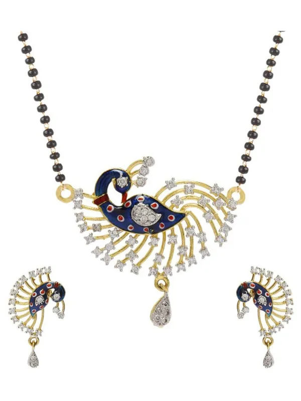 White_Elegant_Mangalsutra_&_Earring_Set_For_Women