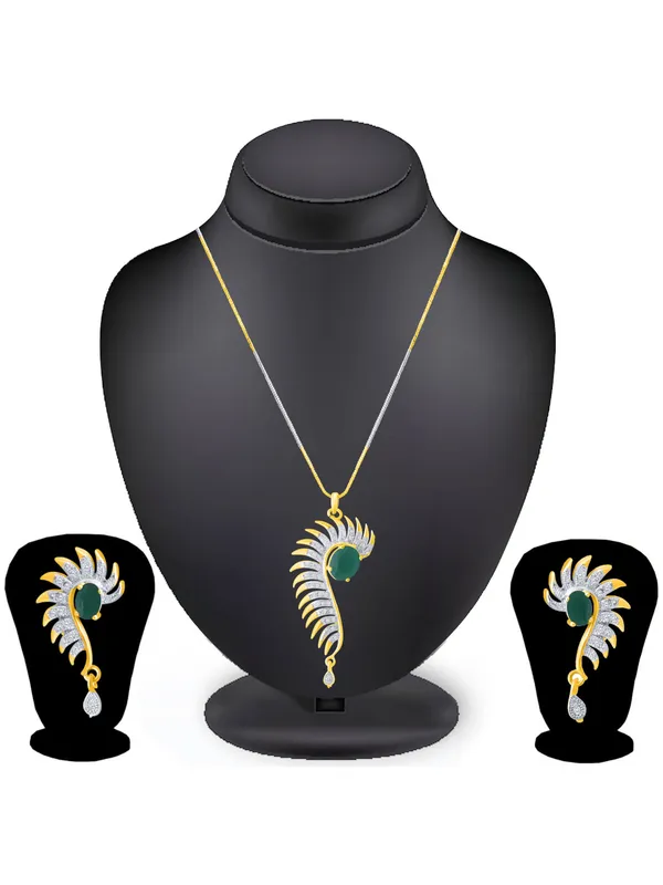 Green_Elegant_Earring_&_Pendant_Set_For_Women