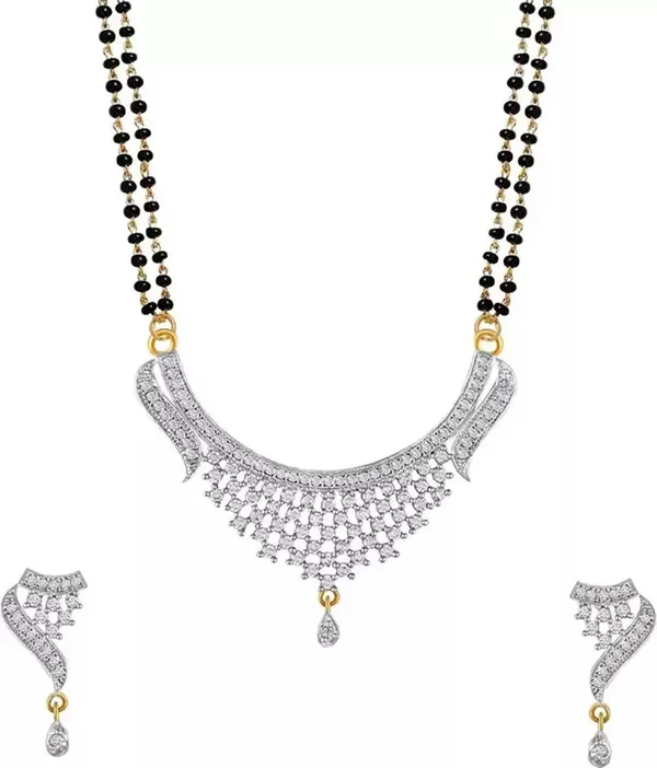 Black_&_White_Elegant_Mangalsutra_&_Earring_Set_For_Women
