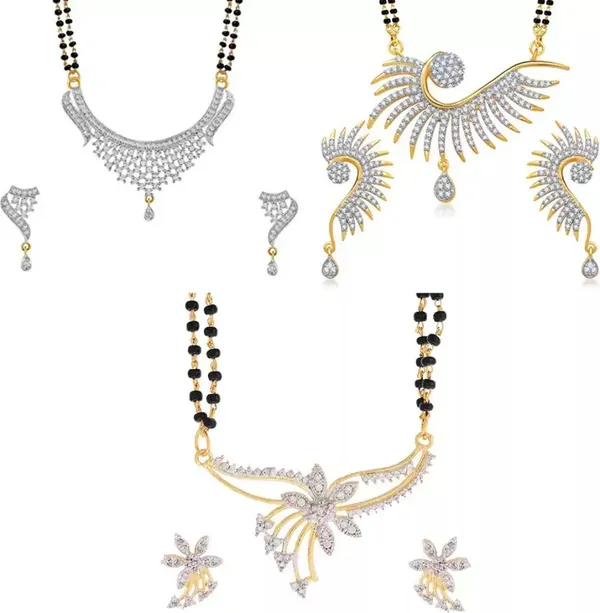White&Black_Alloy_Mangalsutra_&_Earring_Set_For_Women