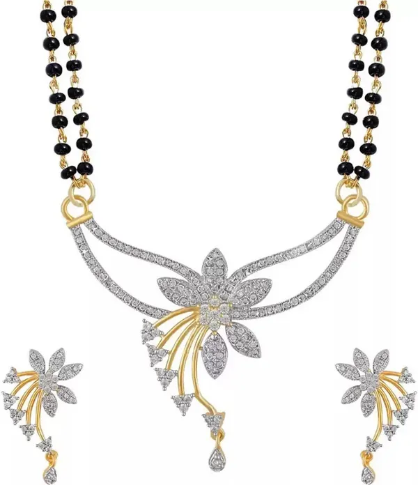 White&Black_Alloy_Mangalsutra_&_Earring_Set_For_Women