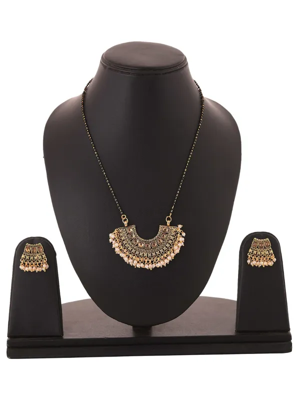 Black_&_Rose_Gold_&_White_Elegant_Mangalsutra_&_Earring_Set_For_Women