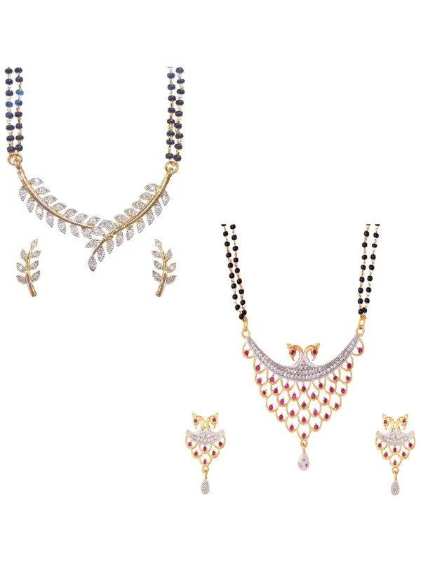 Gold_&_Black_Elegant_Mangalsutra_&_Earring_Set_For_Women