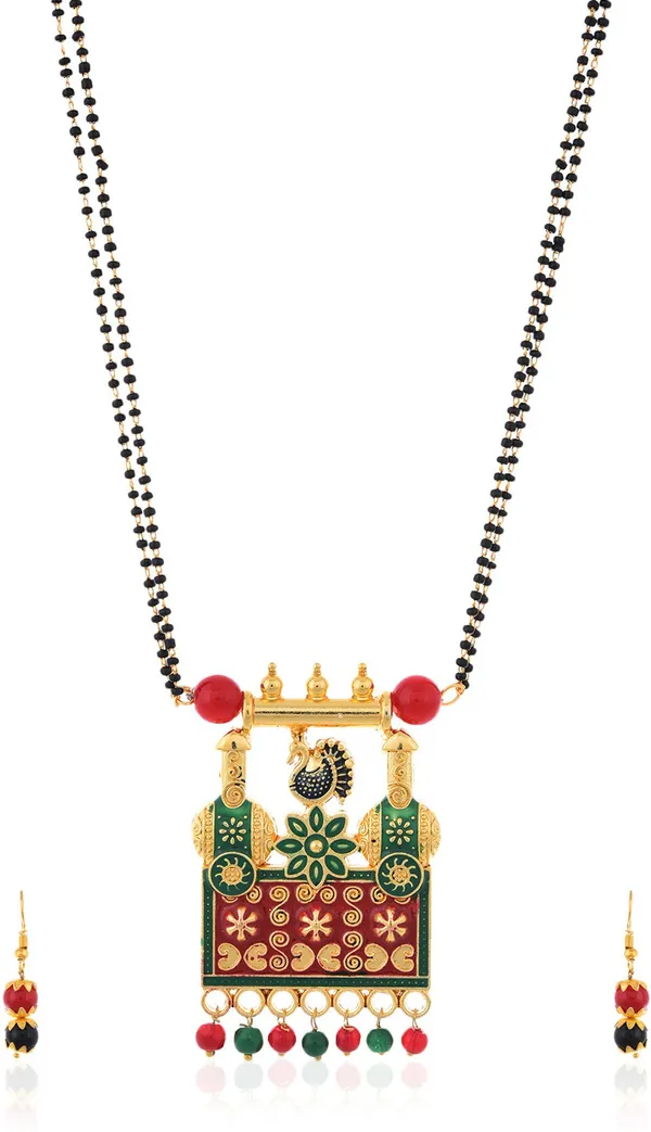 Gold_Elegant_Mangalsutra_&_Earring_Set_For_Women