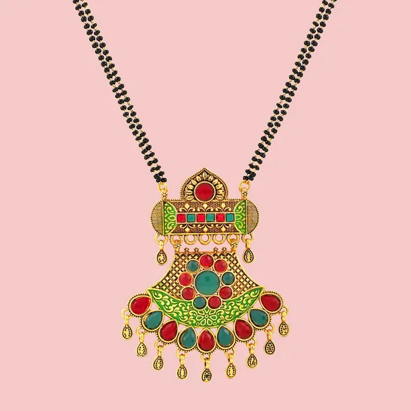 Green_Elegant_Mangalsutra_&_Earring_Set_For_Women