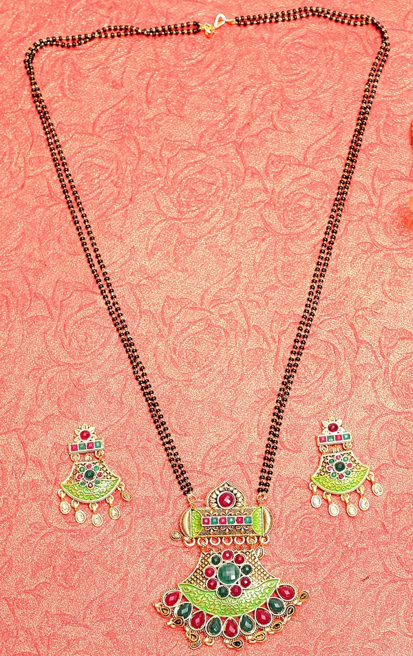 Green_Elegant_Mangalsutra_&_Earring_Set_For_Women