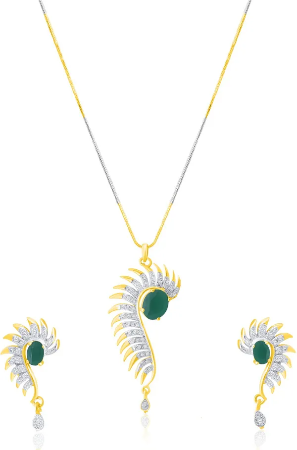 Green_Elegant_Earring_&_Pendant_Set_For_Women