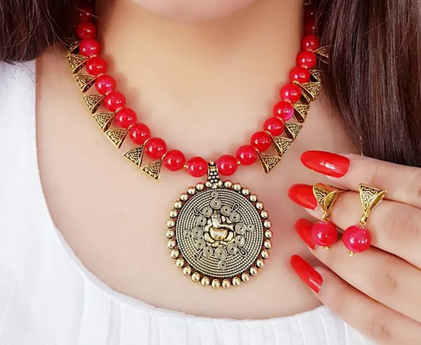 Red_&_Copper_Elegant_Earring_&_Necklace_Set_For_Women