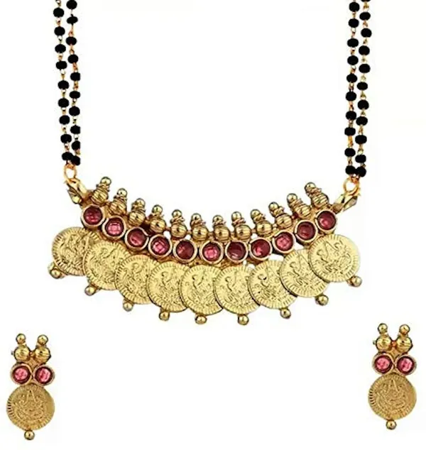 Black_&_Pink_Elegant_Mangalsutra_&_Earring_Set_For_Women