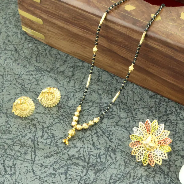 Gold_Elegant_Mangalsutra,_Ring_&_Earring_Set_For_Women