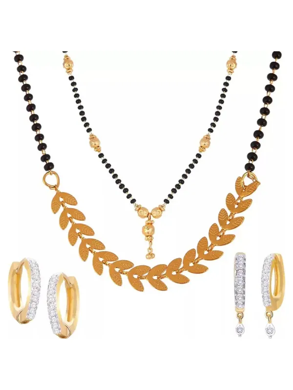 Gold_&_Black_Elegant_Mangalsutra_&_Earring_Set_For_Women