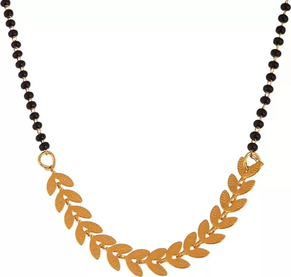 Gold_&_Black_Elegant_Mangalsutra_&_Earring_Set_For_Women