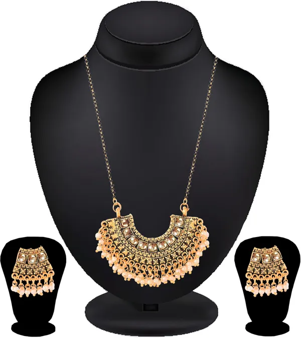 Gold_&_Black_&_White_Elegant_Mangalsutra_&_Earring_Set_For_Women
