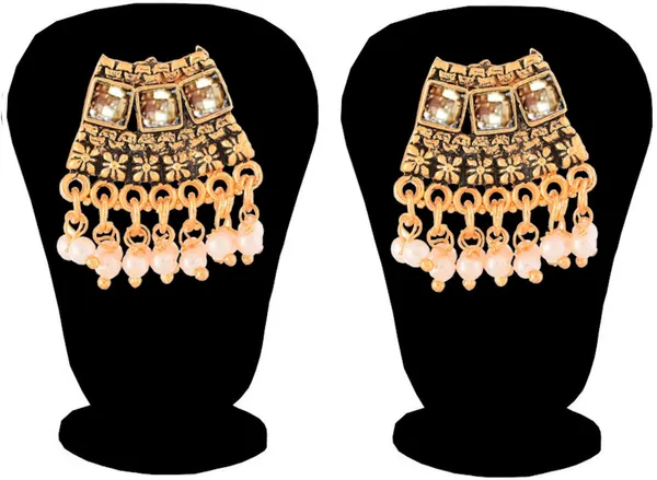 Gold_&_Black_&_White_Elegant_Mangalsutra_&_Earring_Set_For_Women