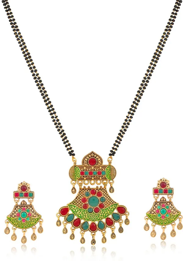 Multicolor_Elegant_Mangalsutra_&_Earring_Set_For_Women