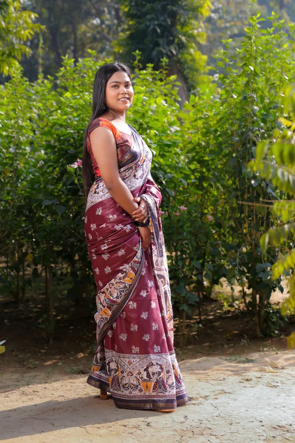 Multicolor_Madhubani_Hand_Printed_Cotton_Silk_Saree_With_Running_Blouse_For_Women