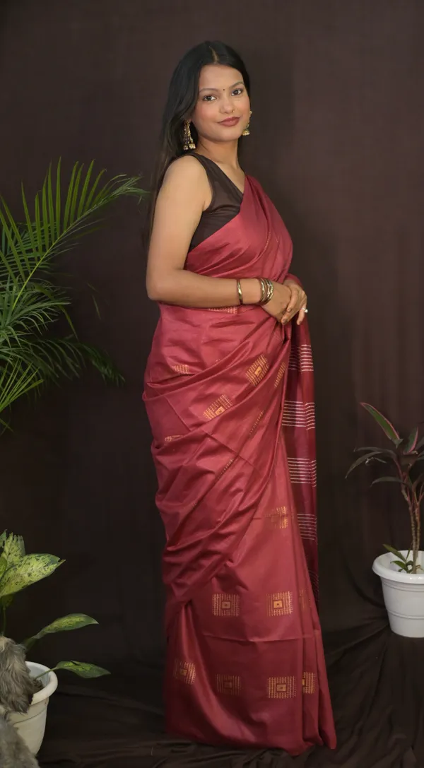 Brown_Beautiful_Box_Handwoven_Cotton_Silk_Saree_With_Running_Blouse_For_Women