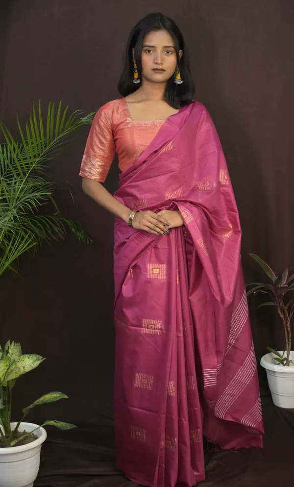 Purple_Beautiful_Box_Handwoven_Cotton_Silk_Saree_With_Running_Blouse_For_Women