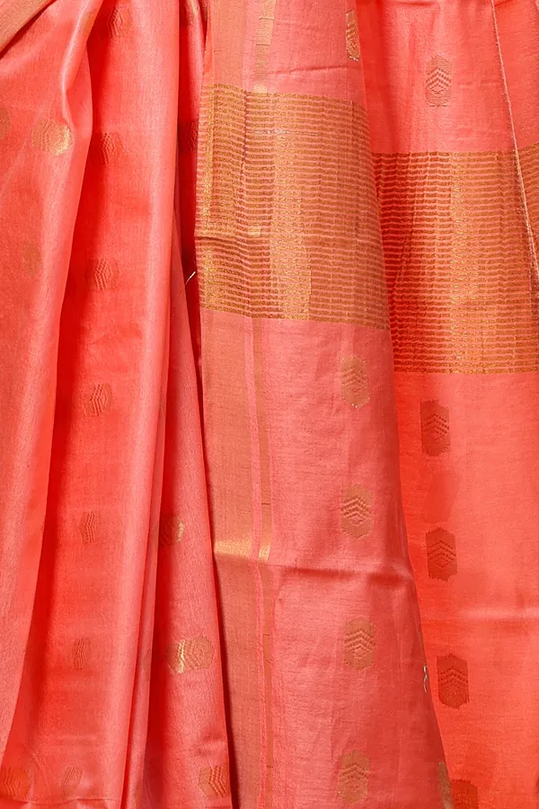 Orange_Beautiful_Small_Boota_Handwoven_Cotton_Silk_Saree_With_Running_Blouse_For_Women
