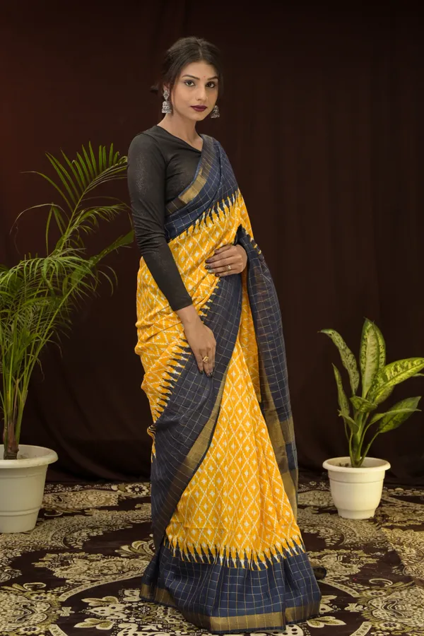 Yellow_Cotton_Silk_Saree_With_Running_Blouse_For_Women
