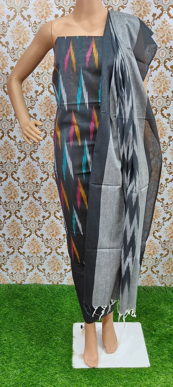 Black_Hand_Woven_Unstitched_Cotton_Linen_Dress_Material_(Top,_Bottom_&_Dupatta)_For_Women