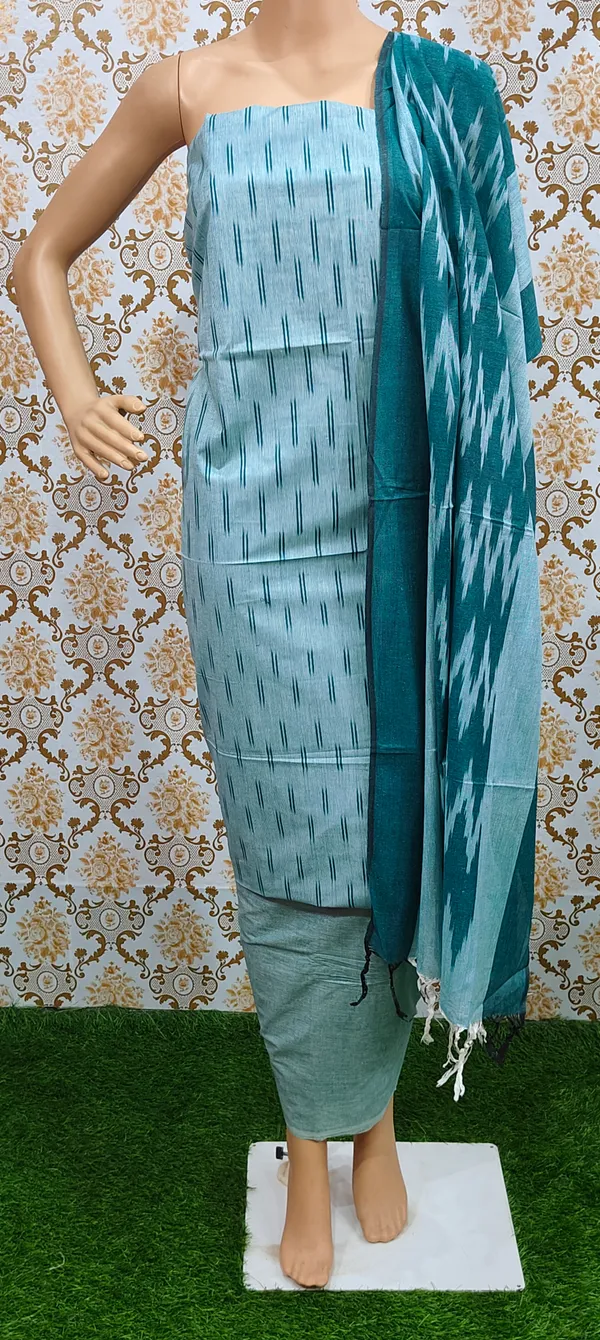 Light_Green_Hand_Woven_Unstitched_Cotton_Linen_Dress_Material_(Top,_Bottom_&_Dupatta)_For_Women