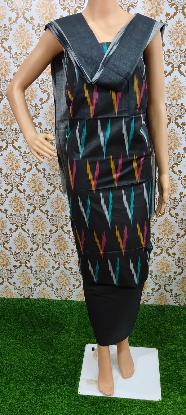 Black_Hand_Woven_Unstitched_Cotton_Linen_Dress_Material_(Top,_Bottom_&_Dupatta)_For_Women